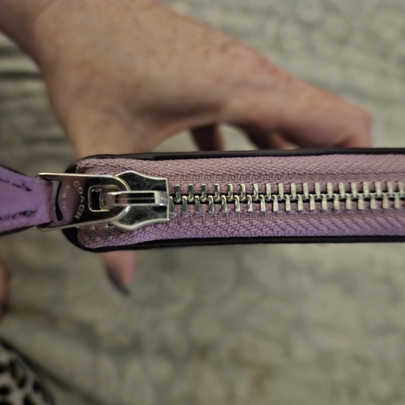 Purple, pink, blue, and black tartan print Coach wallet - Picture 2 of 7